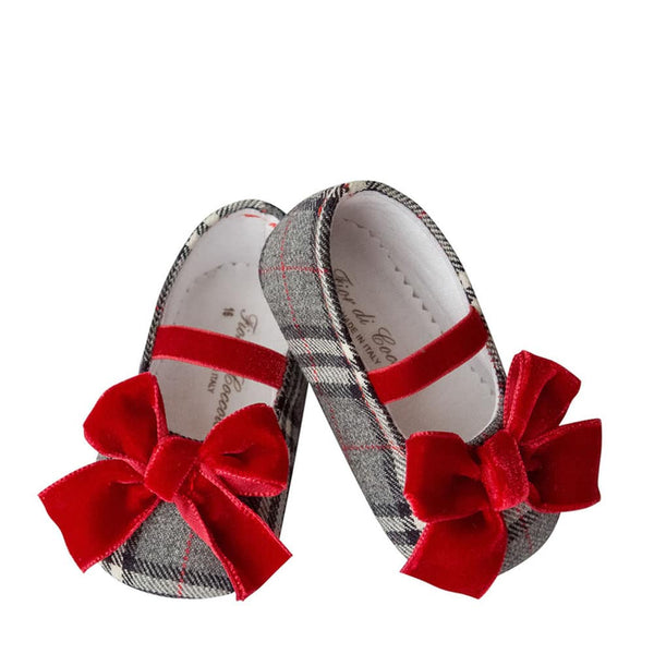 SCARPE - Ballerina Tweed Scozzese - Grigio Rosso