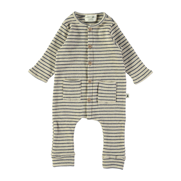 Tutina a Righe Sabbia e Blu in Caldo Cotone | PETIT INDI | AW25