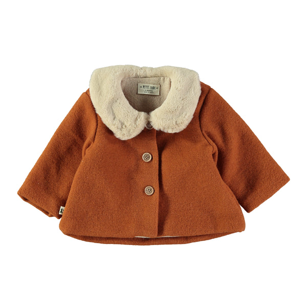 Giubbotto Mattone con Colletto di Pelliccia | PETIT INDI | AW25