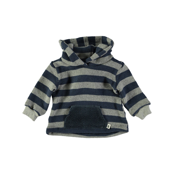 Felpa a righe con tasca e cappuccio | PETIT INDI | AW25