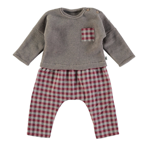 Tutina in felpa e pantalone tartan | Petit indi | inverno 24