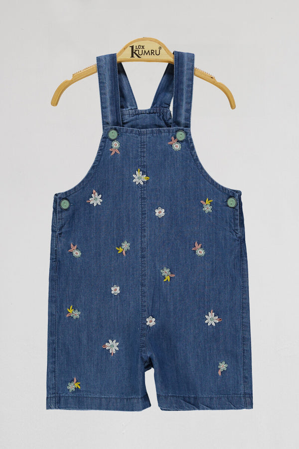 Salopette denim fiori